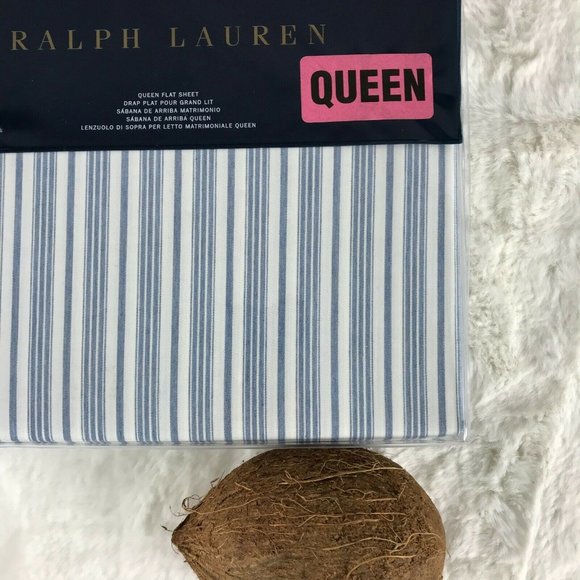 RL Isleboro McKensie Striped QUEEN Flat Sheet